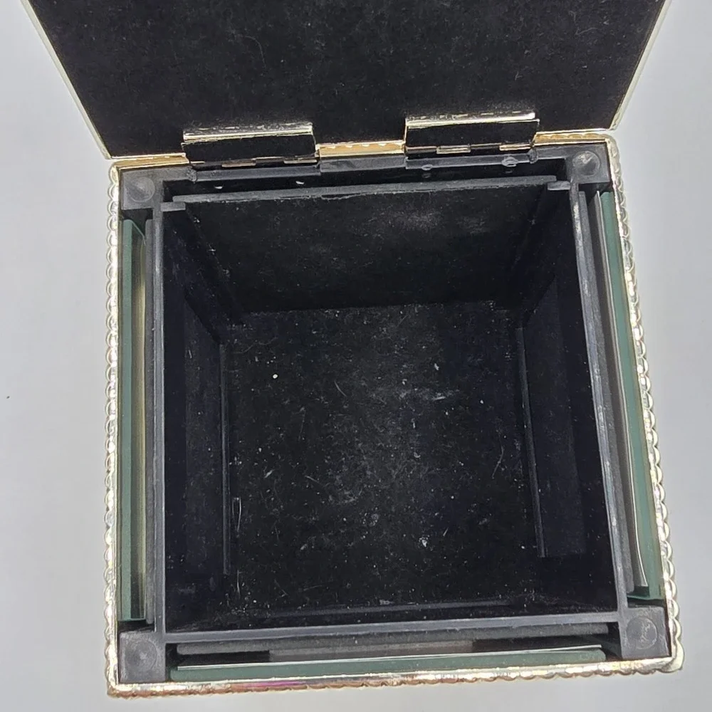 Things Remembered Silver Filigree Cube Photo Frame Keepsake‎ Box Heart Clasp